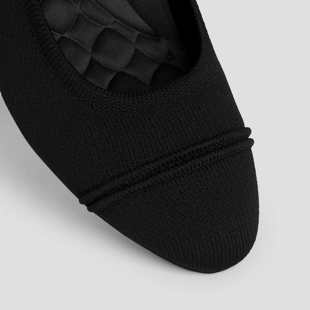 VIVAIA Black Knit Pointed‎ Toe Block Heel Pumps Comfortable Shoes EU/39 US/8